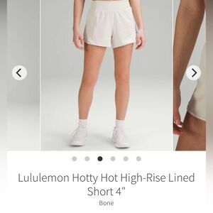 Lululemon Hotty Hot High-Rise Lined Short 4"
Size 10 color bone off white